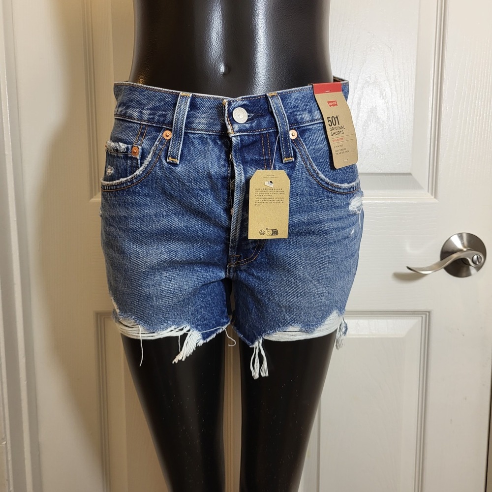 Levi's Denim Shorts Women's 26 Blue 501 Original Cut-Off High Rise Button $59.50 - Picture 3 of 14